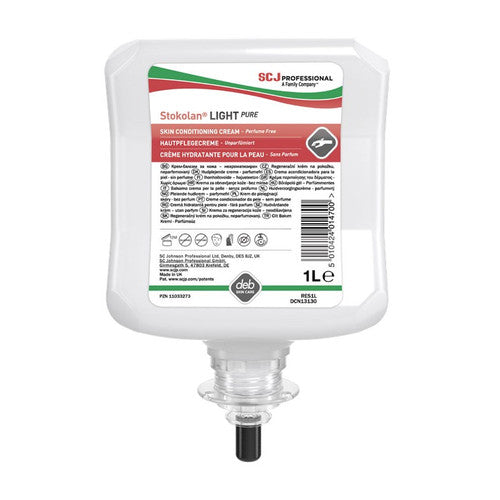 Crème mains hydratante ss parfum STOKOLAN LIGHT PURE - Colis 6 x 1L