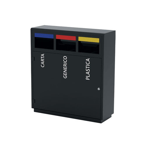 Poubelle tri sélectif VERONA acier galvanisé noir 3x40L