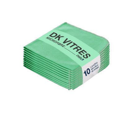 Lavette microfibre verte DK VITRES 38x38cm essuyage vitres sans trace