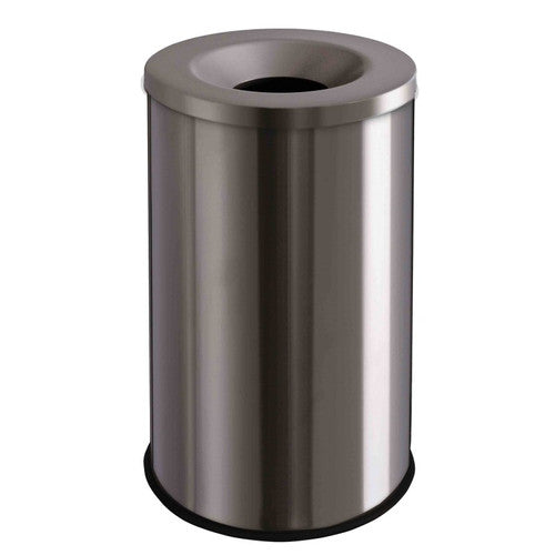 Poubelle inox brossé 30L anti-feu