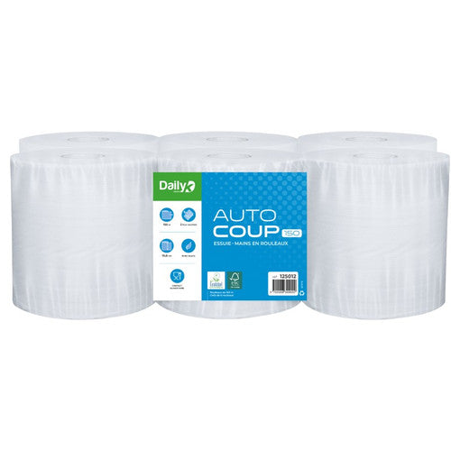 Essuie-mains blanc 150m Ecolabel AUTOCOUP 150 DAILYK GREEN - 6 rlx