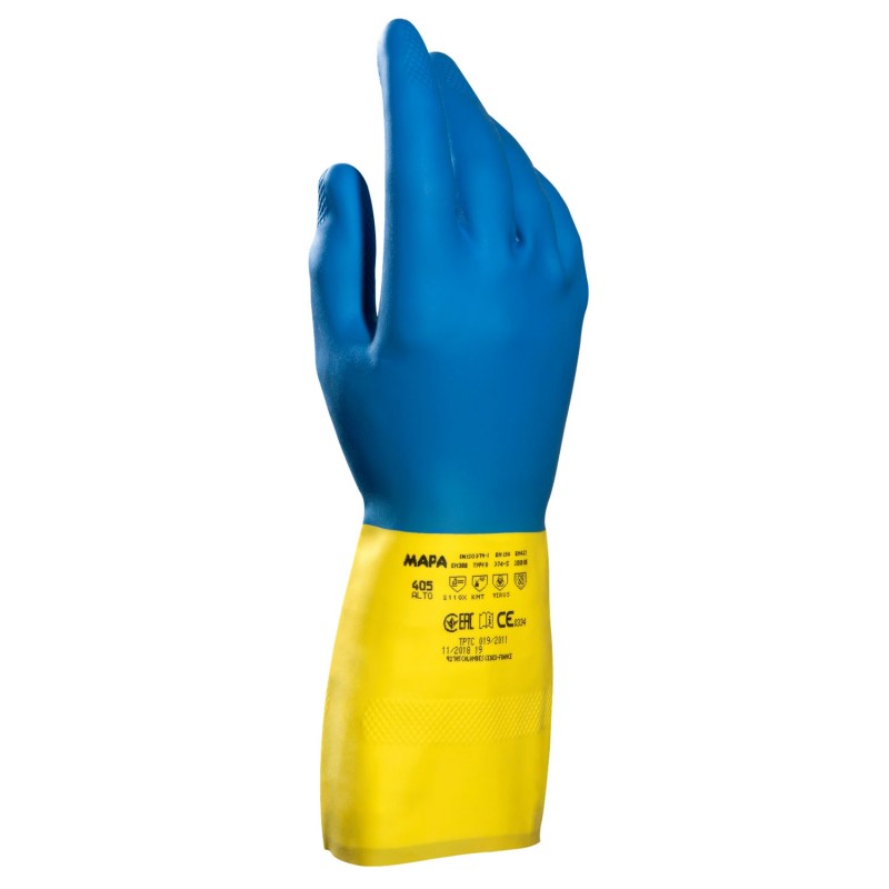 Gant latex bi-couleur MAPA Alto 405 Activated 33cm protection chimique type B