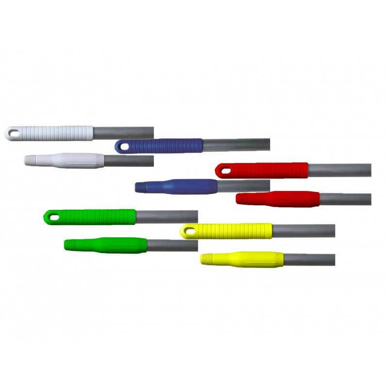 Manche aluminium 140cm Ø25mm embout à vis gamme alimentaire bleu