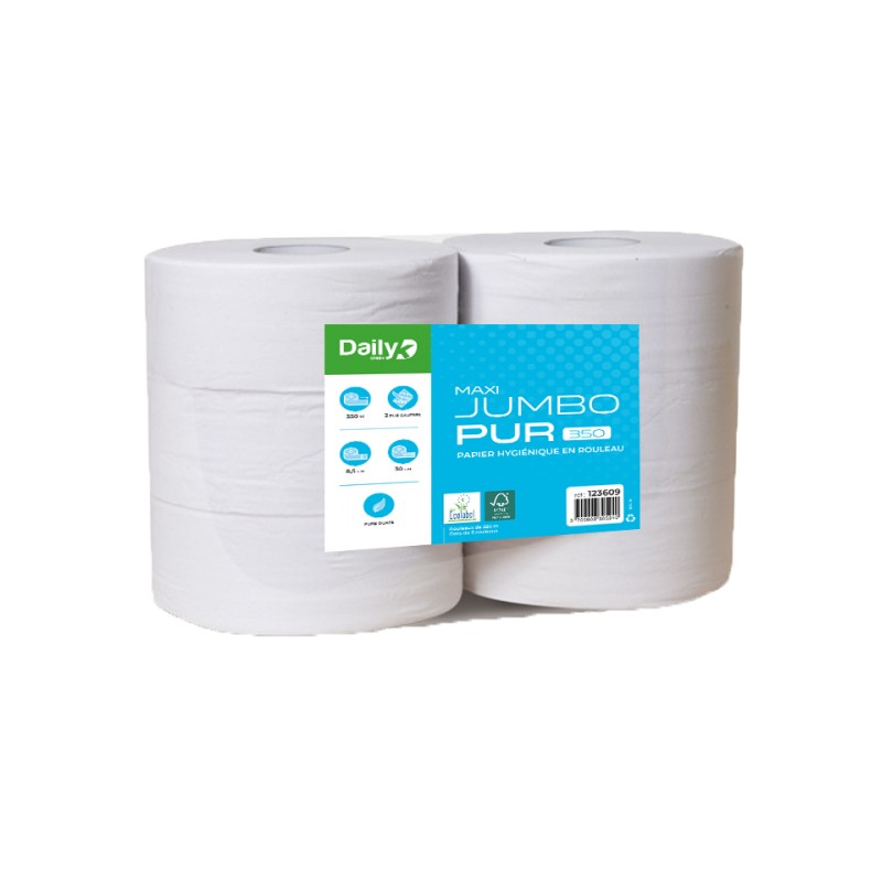 PH gaufré blanc Ecolabel MAXI JUMBOPUR 350m Dailyk Green -  6 rlx