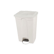 Cuve 90L blanc collecteur a pedale 2 roues vue de face