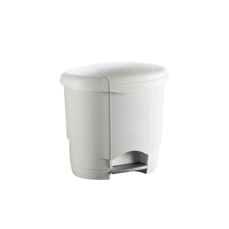 Poubelle plastique blanche arrondie à pédale 4L