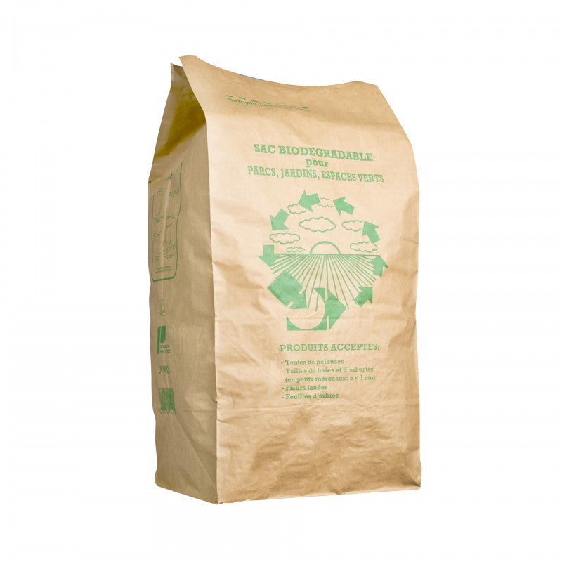 Sac papier kraft écru double feuille déchets verts 100L