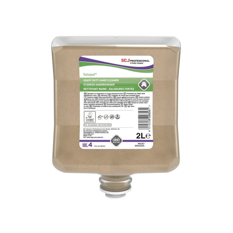 SOLOPOL Nettoyant mains - salissures fortes - Colis 4 x cartouches 2L