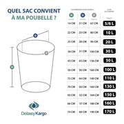 Sac poubelle HD blanc liens traditionnels 400x450mm fabriqué en France