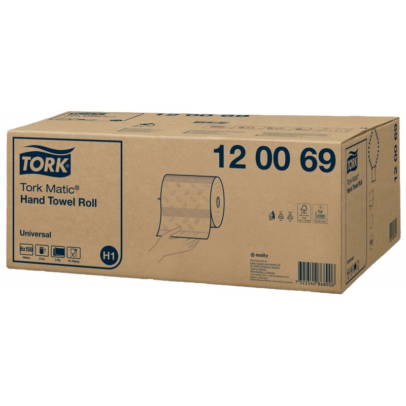 Essuie-Mains Tork Matic®H1-120069-ECOLABEL Rouleaux 150 m - Ct 6 rlx