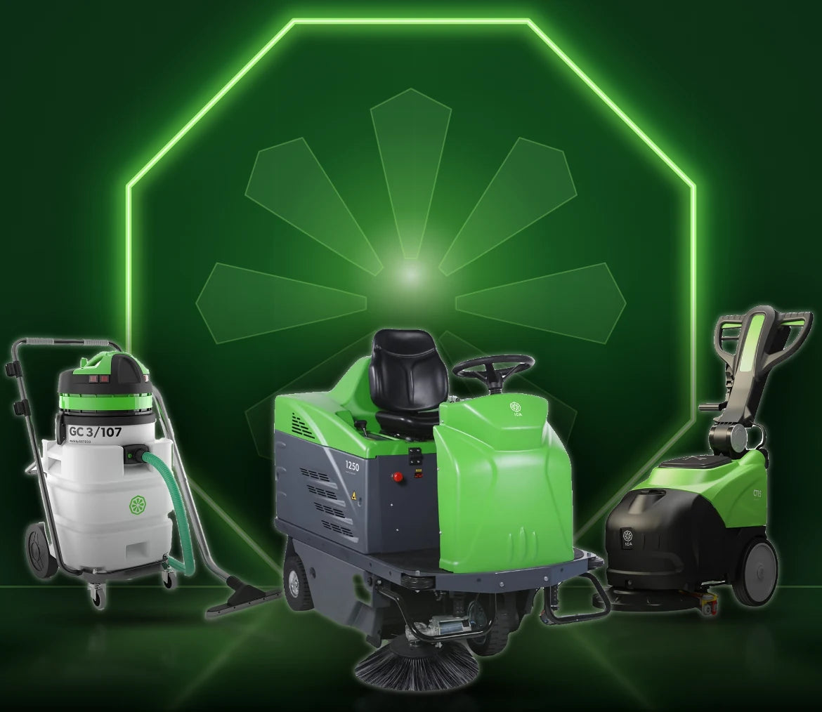 Aspirateur GC 3/107, balayeuse autoportée 1250 E et autolaveuse CT15 B35 ICA