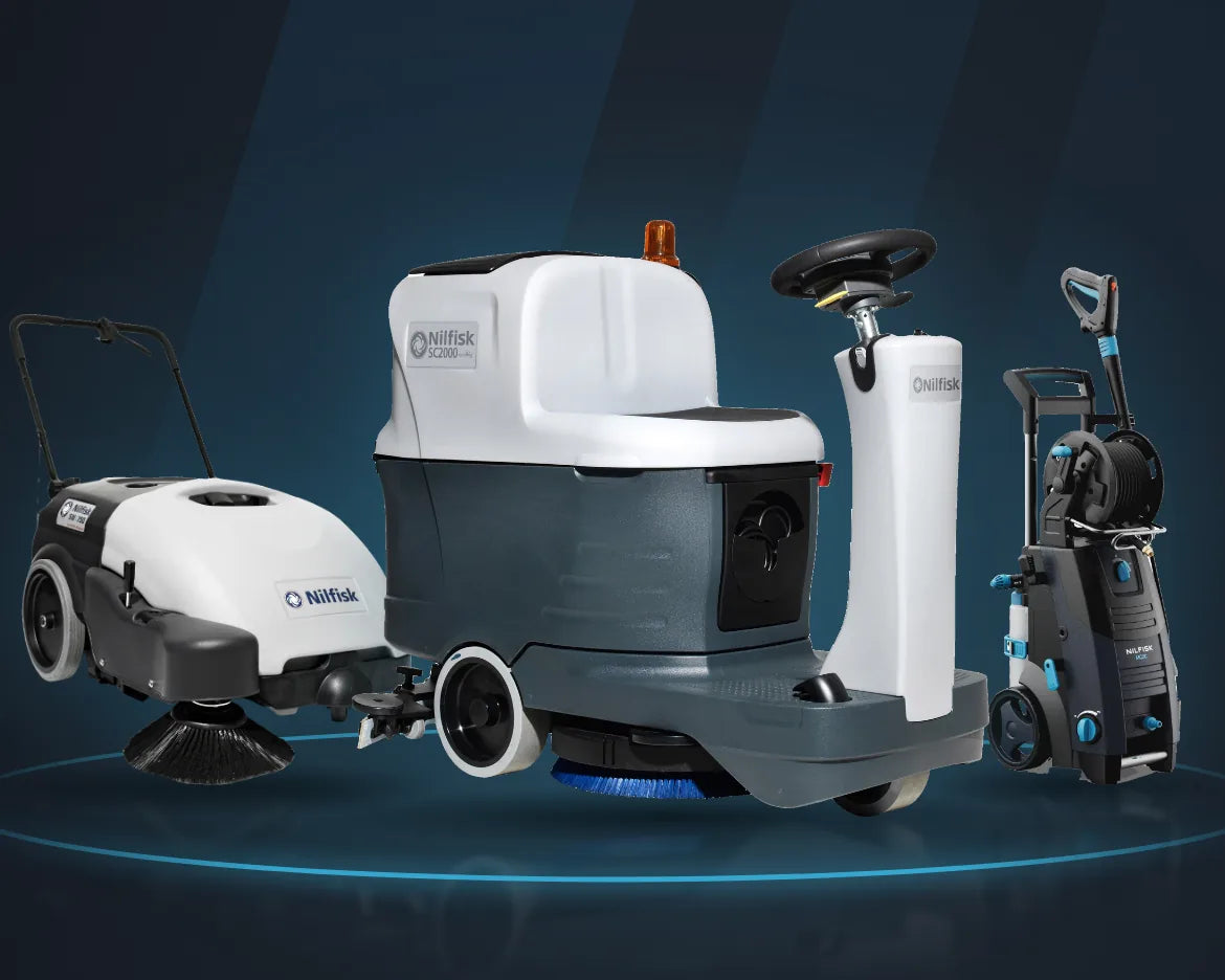 Balayeuse SW750, autolaveuse SC2000 et nettoyeur haute pression MC 2C Nilfisk