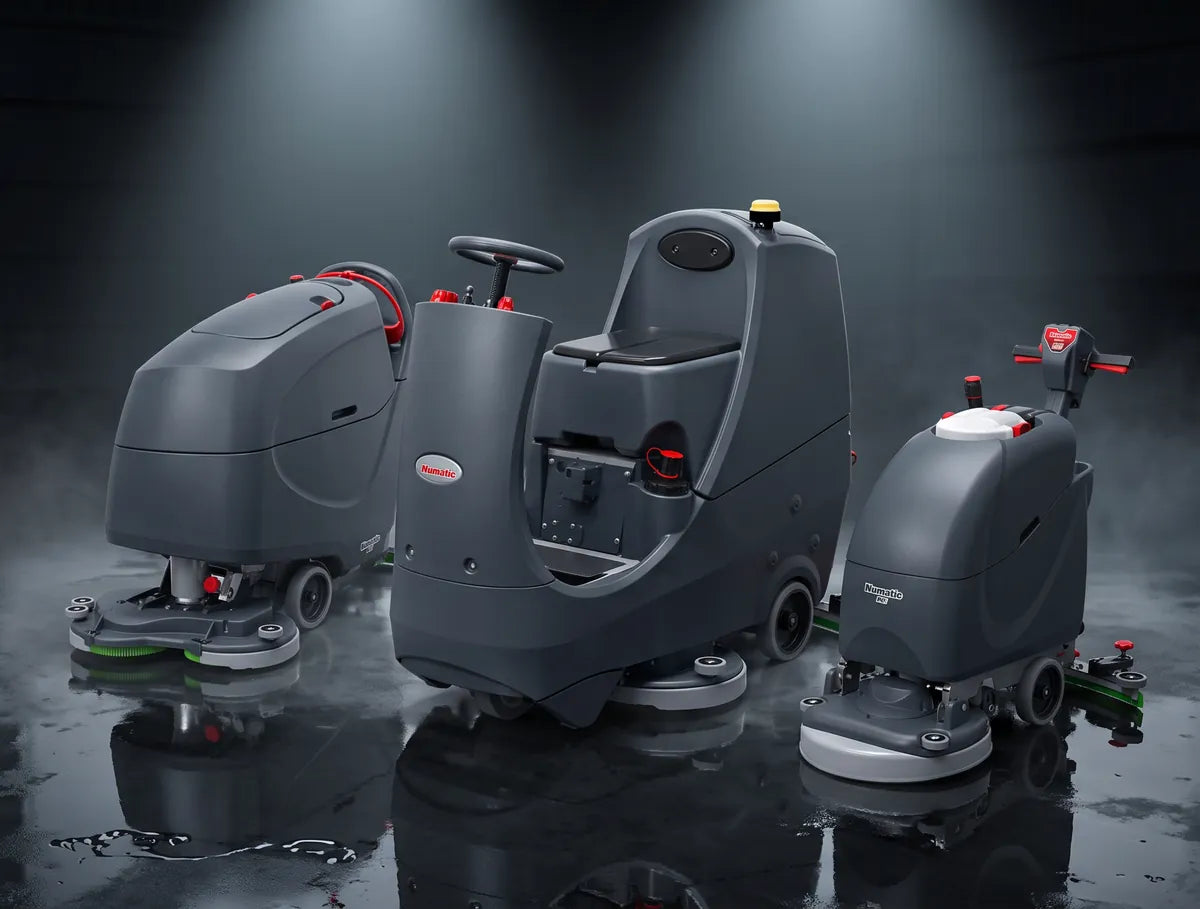 Autolaveuses Numatic TBL8572, CRL8072 et TBL4055 en studio